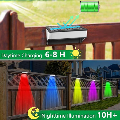 Solar Fence Lights Outdoor,16 Pack Step Lights Solar Powered with 9 Lighting Options, IP65 Waterproof, Deck Light Solar Powered for Outside/Backyard/Patio/Wall/Railing/Pool/Stair