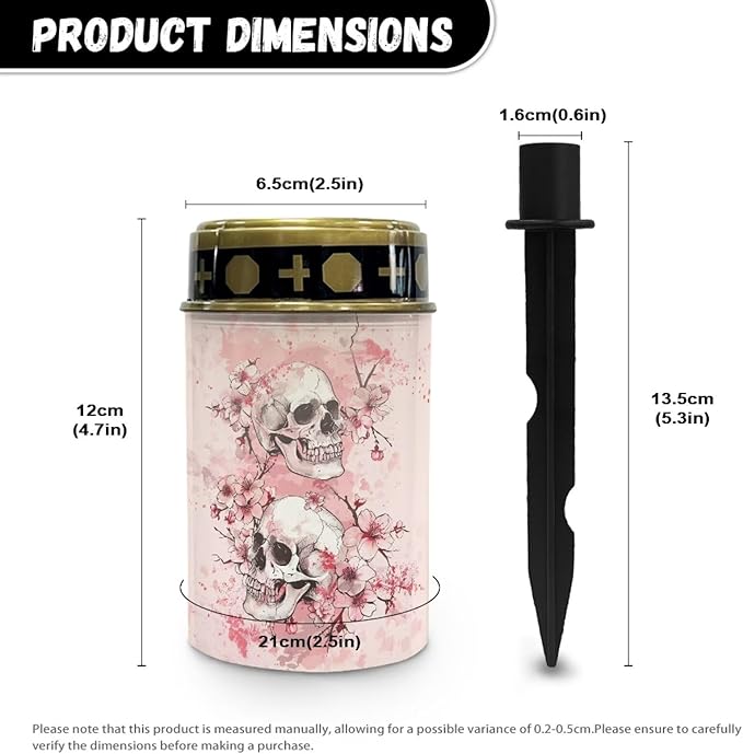 Skull Cherry Blossom Solar Garden Lights Outdoor Waterproof Cemetery Decorations for Grave Outdoor Lights, Multipurpose Solar Lights Decorative Memorial Lights for Loss of Loved One