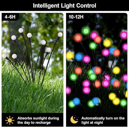 Swaying Solar Firefly Lights Outdoor, 8 Modes RGB Color Changing Firefly Swaying Solar Garden Lights for Outside Christmas Yard Patio Pathway Plant Landscape Garden Decor Multicolor(4 Pack)