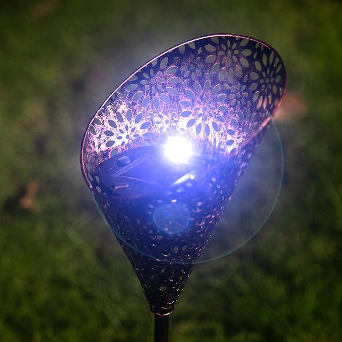 Outdoor Solar Lights Garden, 2 Pack Bronze Torch Metal Stake Waterproof LED Solar Powered Lights for Pathway, Lawn, Patio, Yard