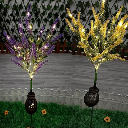 2PCS Garden Solar Lights Multi-Color Changing 28 LED Flower Stake Light Decorative Landscape Lawn Yard Outdoor Lights Purple and Yellow Length 90 * 60 * 400mm/4 * 3 * 16inch
