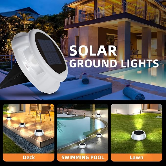 Solar Driveway Lights 4 Pack, Outdoor LED Deck Lights, Solar Powered Waterproof Outdoor Waterproof Road Markers for | Lumora