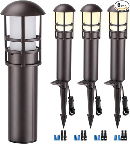 LEONLITE LED Low Voltage Landscape Pathway Lights, 3W 12V AC/DC Path Lighting, CRI90+, IP65 Waterproof, ETL Listed, Oil Rubbed Bronze Aluminum Housing, 3000K Warm White, Pack of 4