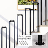 Hand Rails for Indoor Outdoor Steps 1 2 3 4 5 6 8 10 Steps, Black Industrial Pipe Staircase Handrails In Ground for | Lumora