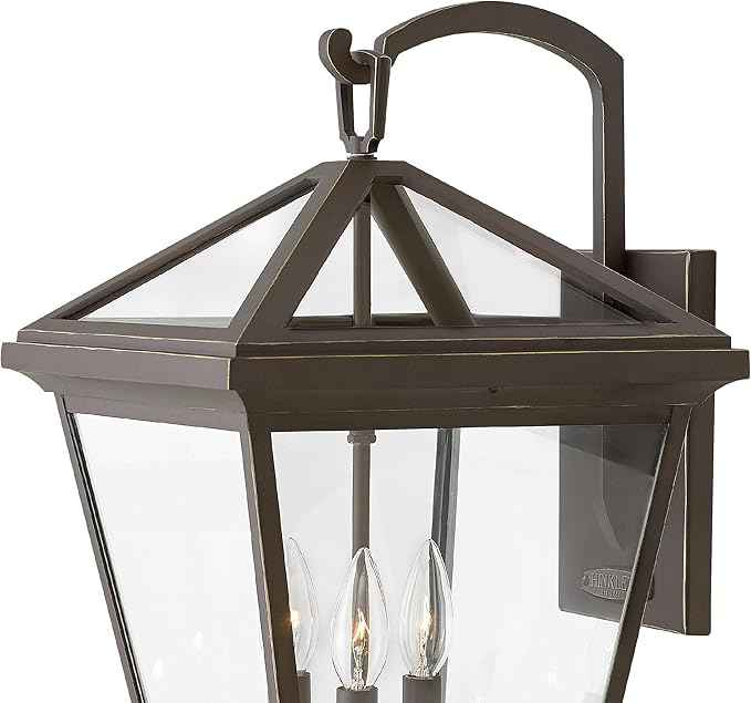 Hinkley Alford Place 2565OZ-LL Large Outdoor LED Wall Mount Lantern - Die Cast Aluminum Frame, Sealed Clear Glass, Dimmable - Oil Rubbed Bronze