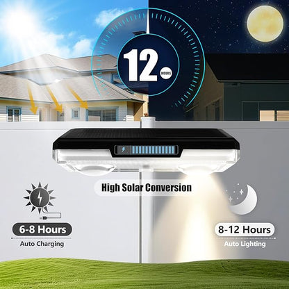 Solar Fence Lights Outdoor，8 Pack IP65 Waterproof Fence Lights Solar Powered with Ultra-Bright LED Lens，12+ Hours Steady Glow 9 Color Modes for Outside Patio Step Backyard Railing