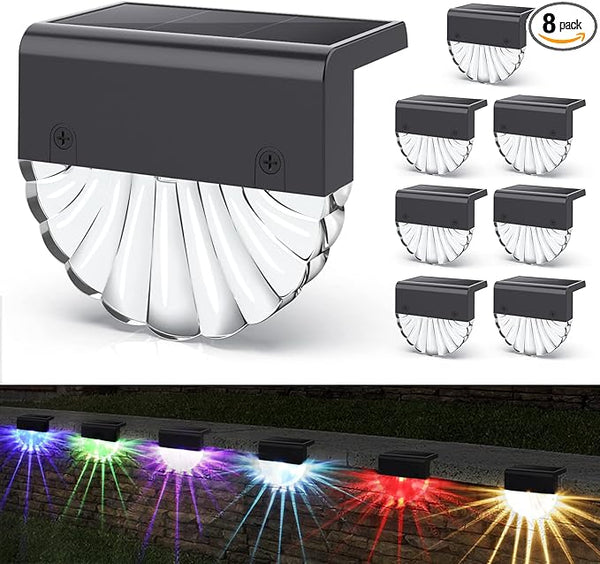 CLAONER Solar Deck Lights [8 Packs] Waterproof Solar Fence Lights Dusk to Dawn Step Lights Outdoor Decor with Warm | Lumora