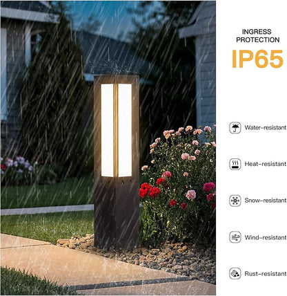 Solar Pathway Lights Outdoor, 31.5" Landscape Path Lights, IP65 Waterproof Bollard Light Outdoor, 3000K Solar Lamp Path Light, Modern Commercial Pathway Lighting for Walkway Driveway Garden Patio