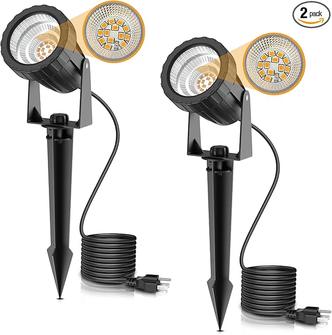L LOHAS LED 12W Dusk to Dawn Outdoor Lighting, Auto On/Off 3000K Landscape Outdoor Spotlight, IP66 Waterproof Plug | Lumora