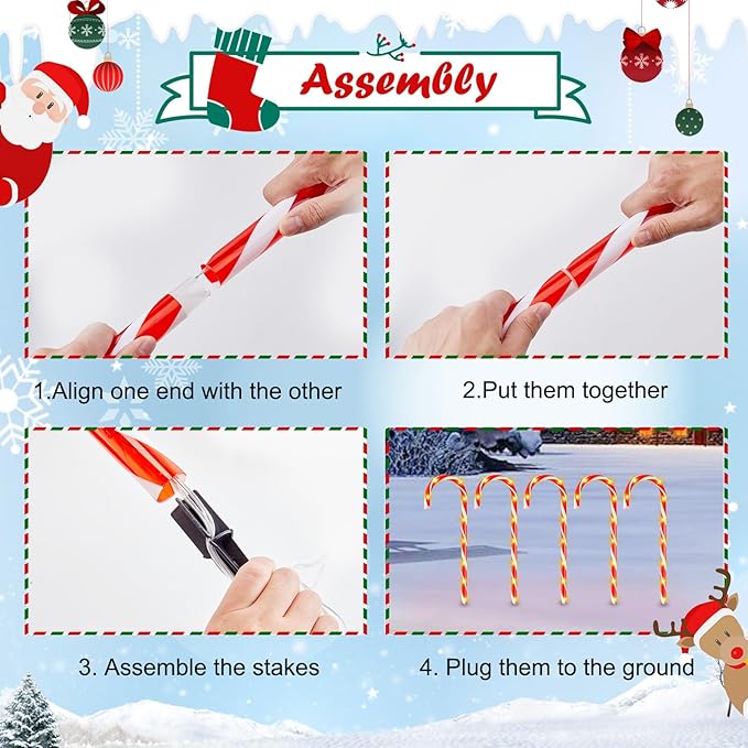 Brightown 35" Candy Cane Lights Outdoor Pathway, 10 Packs Jumbo Candy Cane Pathway Lights, 8 Modes LED Outdoor Candy Cane Decorations Christmas Pathway Lights Yard Lawn Driveway Walkway Sidewalk