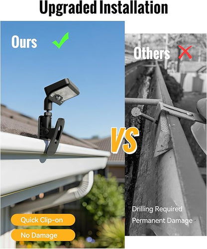 Clip On Solar Lights Outdoor, 92LED 500LM with Type-C Charging, Solar Motion Sensor Security Light, 3 Modes Waterproof Chain Link Fence Lights for Deck, Garden, Gutter, Mailbox, Camping