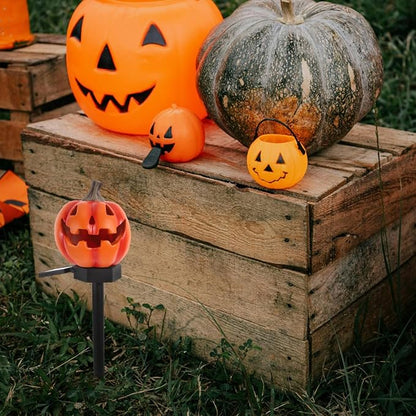 TOYANDONA Solar Pumpkin Lantern Outdoor Garden Stake Light Solar Pathway Lighting Halloween Landscape Decor Weather Resistant