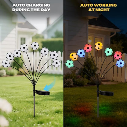 Solar Football Garden Lights – Swaying LED Solar Lights Outdoor for World Cup Decor, Outdoor Waterproof Patio & Yard Lights with Flexible Wire & Heavy Base, Multi-Colored (4Pack)