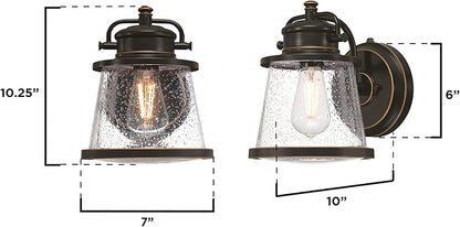 Westinghouse 6121500 Emma Jane Vintage-Style One Light Outdoor Wall Fixture with Dusk to Dawn Sensor, Amber Bronze Finish, Clear Seeded Glass