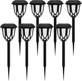 EMMA + OLIVER Carney Set of 8 Black Flared Solar LED Lights, Decorative Solar Powered Landscape Lighting for | Lumora