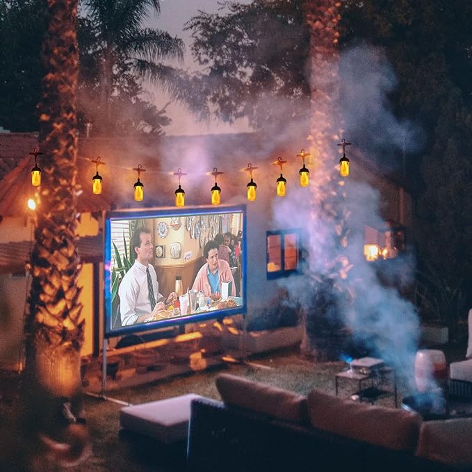 Flickering Flame String Lights for Halloween Decor Outdoor, 23Ft LED for Outside, Plug-in Garden, Connectable Backyard 10 Lantern & Hooks Decorative Cafe Bistro Patio