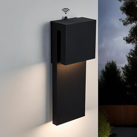 Dusk to Dawn Outdoor Lighting Fixture Wall Mount,Modern Integrated LED 2-Light 17W, Exterior Sensor Front Porch Light,Textured Black,Anti Rust Outside Wall Lights for House,Doorway,Garage