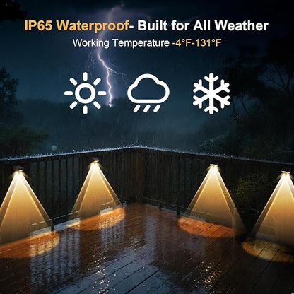 Super Long Lasting Solar Fence Lights Outdoor,Deck Lights Waterproof,Perfect for Winter and Rainy Days,Dusk to Dawn High Brightness Solar Lighting for Wall,Stair,Yard,Patio,Backyard(18 Pack,Brown)