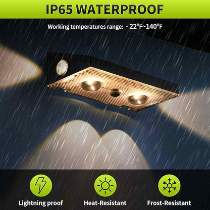 Solar Fence Lights 9 Fixed Colors 10 Modes Solar Lights Outdoor Waterproof 3-Way Warm White Cool White and RGB Color for Backyard Garden Wall
