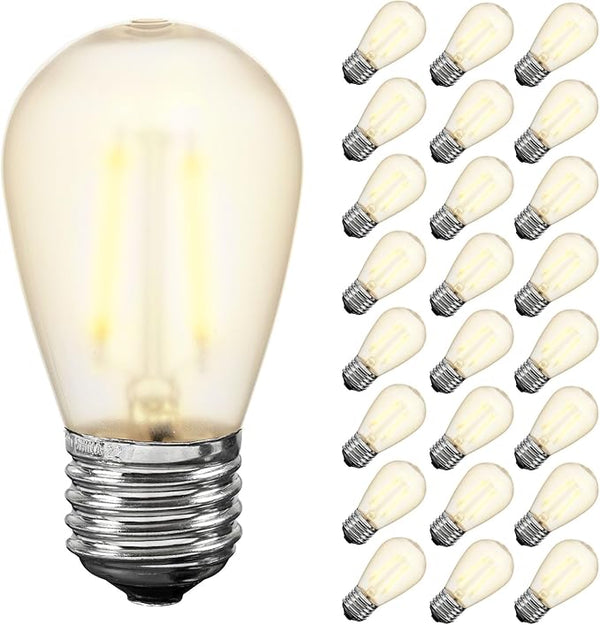 Novelty Lights Outdoor String Light Dual-Filament Replacement Bulbs, 25 Pack S14 LED Edison Shatterproof Plastic | Lumora