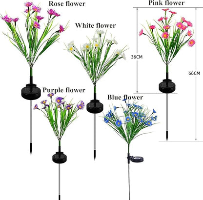 Solar Flower Lights Outdoor, Waterproof LED Daisy Flowers Solar Stake Decorative In-Ground Lights 2Mode for Garden Landscape Yard Pathway Wedding Party (Red, 2Pack)