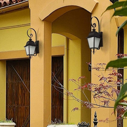 Wall Mounted Light Wall Lamp Frosted With Lampshade Transparent Glass Paint Outdoor Waterproof Patio Retro Aluminum External Wall Light Balcony Nostalgia Works Wall Sconce Restaurant Cafe (Black