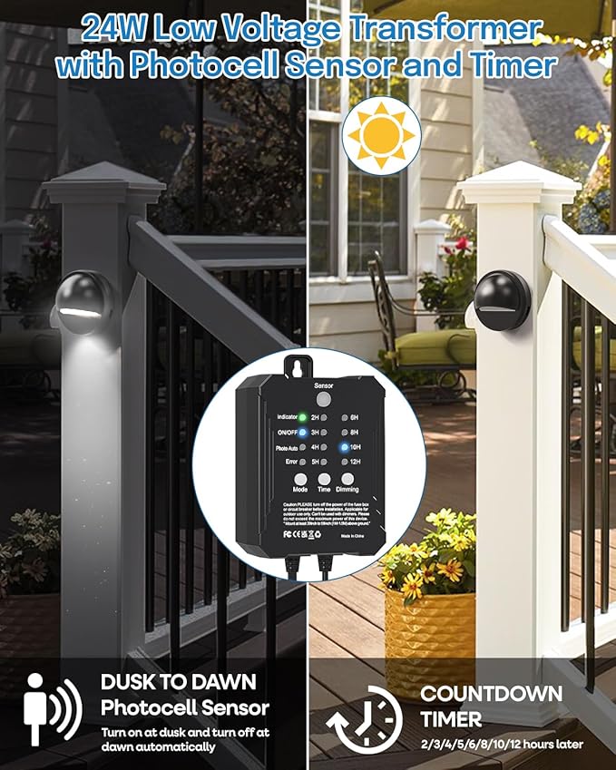 HIBOITEC Low Voltage Deck Lights Kit with Transformer Photocell Sensor and Timer IP67 Waterproof Fence Lights UL | Lumora