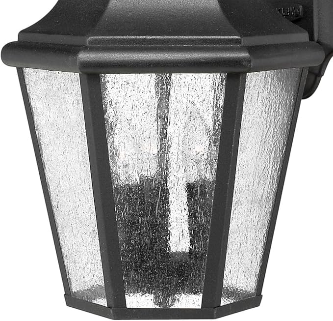Hinkley Edgewater Medium Wall Mount Outdoor Lantern - Estate Series, 3-Light, Aluminum, Clear Seedy Glass - Black | Lumora