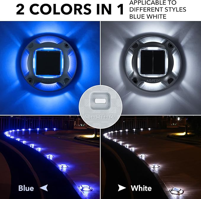 AGPTEK Solar Driveway Lights Outdoor 24 Pack, 2 Color Modes LED Deck Dock Marine Waterproof Security Marker Lights | Lumora