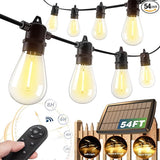 addlon 54FT Solar String Lights Outdoor Waterproof with USB Charging & Remote Control - Dimmable Solar Power Patio | Lumora