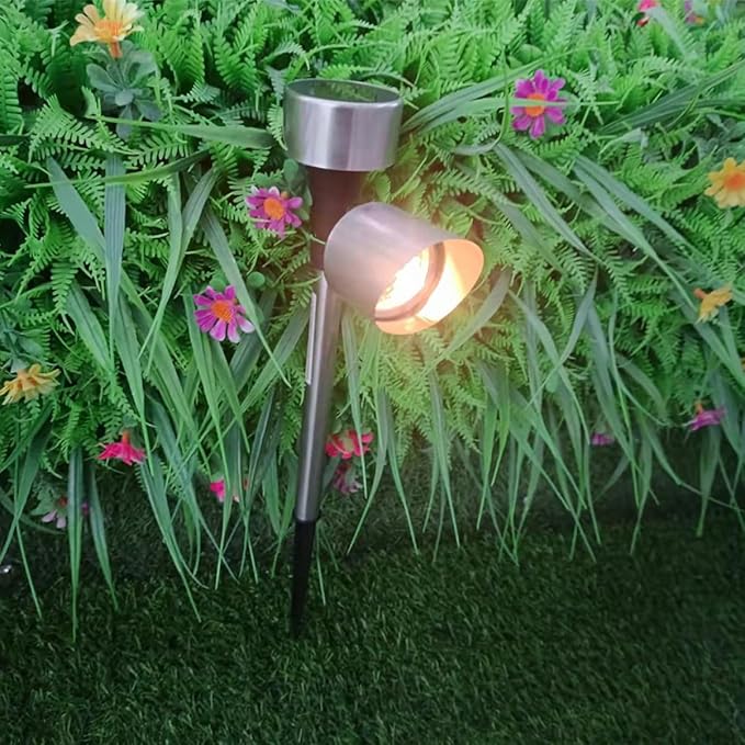 POPETPOP 2pcs Solar Garden Lights Pathway Stake Outdoor Lawn Decorations Led Solar Powered Lights for Courtyard Patio