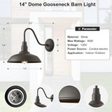 14in Dome Outdoor Gooseneck Lights for Barn, Dark Bronze Exterior Farmhouse Light Fixture with Wall Mount, Outside | Lumora
