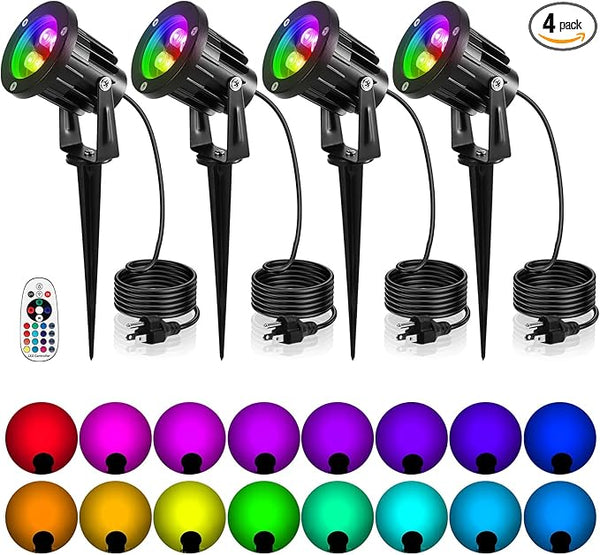 OurLeeme Lawn Flood Light Stake, RGB Spot Lights,8W Outdoor LED Flood Light Waterproof Garden Yard Lights with | Lumora