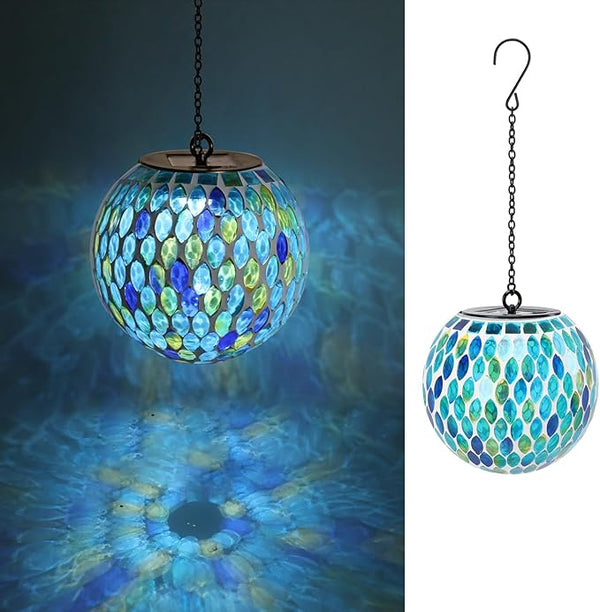VCUTEKA Hanging Solar Lanterns Mosaic Solar Lights with Hook Up, Outdoor Garden Lights Decor for Yard Tree Fence | Lumora
