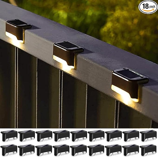 Solar Deck Lights Outdoor 18 Pack, Outdoor Lights Waterproof Led Lights for Outdoor Stairs,Yard, Fence, Patio(Warm White)