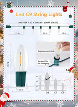 Vintage C9 LED Christmas Lights Outdoor, 100 Feet C9 String Lights with 50 Shatterproof C9 Bulbs, Waterproof | Lumora