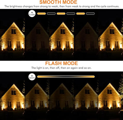 MEIKEE Solar Landscape Lights 6 in 1, 6V 6W Solar Spotlights Outdoor IP66 Waterproof 3 Brightness 2 Modes Path Lights for Pathway Landscape Garden Yard Wall (Warm White)
