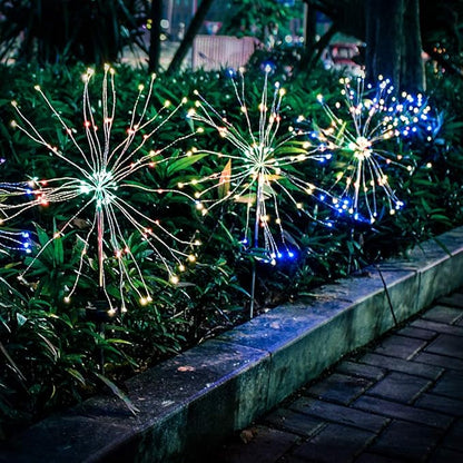 Solar Firework Light, 105 LED Multi Color Outdoor Firework Solar Garden Decorative Lights for Walkway Pathway Backyard Christmas Decoration Parties (2 Pieces)
