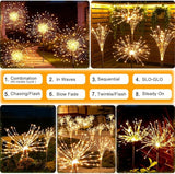 Solar Firework Lights for Outside, 150 LED 8 Modes Fireworks Solar Fairy Lights Outdoor Flowers for Garden Yard | Lumora