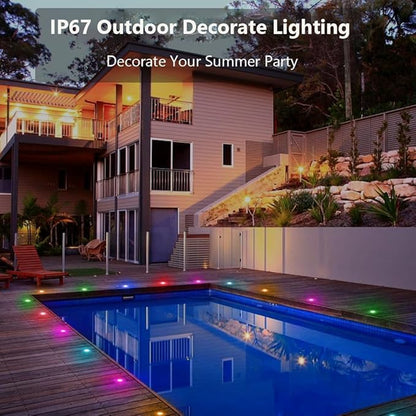 Sumaote LED Deck Lights Kit, 30Pack 1.22" WiFi RGBW+IC Multicolor Dynamic Recessed Low Voltage Deck Lighting Work with Alexa/Google Home, IP67 Waterproof 12V Step Lights Outdoor for Garden Yard Stair