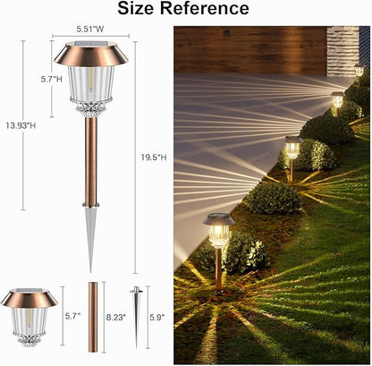 XMCOSY+ Solar Pathway Lights - 6 Pack Solar Garden Lights, Outdoor Light Waterproof, Powered Landscape Lighting for Lawn Walkway Driveway