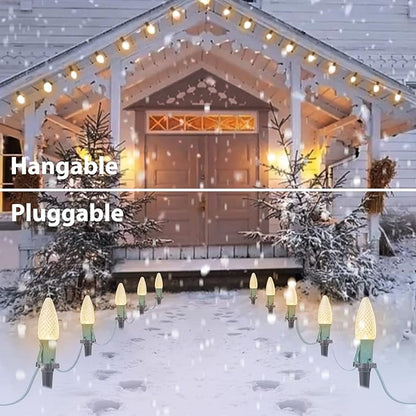 Brightown Strawberry C9 Christmas Pathway String Lights, 25.7 Feet C9 Walkway Lights with 20 Clear Bulbs and Stakes, Connectable Christmas Lights Outdoor Decoration for Outside Lawn, Warm White