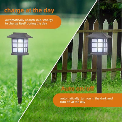 8 Pack Outdoor Solar Pathway Lights,Waterproof Solar Powered Outdoor Pathway Garden Lights,Solar Powered Landscape Lighting,with Auto On/Off,for Yard, Deck, Lawn, Patio, Walkway Decoration (Black)