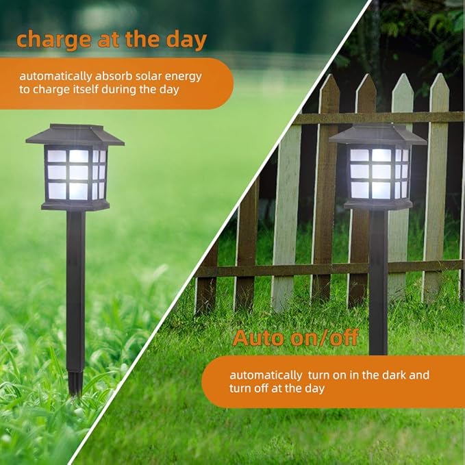 6 Pack Outdoor Solar Pathway Lights,Waterproof Solar Powered Outdoor Pathway Garden Lights,Solar Powered Landscape Lighting,with Auto On/Off,for Yard, Deck, Lawn, Patio, Walkway Decoration (Black)