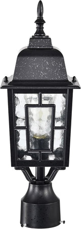 NUVO Lighting 60/4929 Banyan Outdoor Post Lantern Light Fixture with Clear Water Glass, Textured Black | Lumora