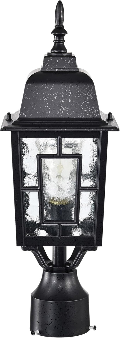 NUVO Lighting 60/4929 Banyan Outdoor Post Lantern Light Fixture with Clear Water Glass, Textured Black