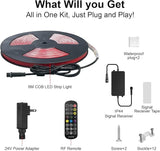 20FT COB RGB+IC LED Strip Lights, IP67 Outdoor 24V RGB LED Lights for Bedroom with RF Remote Smart App Control | Lumora
