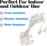 HLO Lighting C7 Light Strings | 25' White Cord with 12" Socket Spacing, E12 C7 Christmas Light Stringer | Lumora