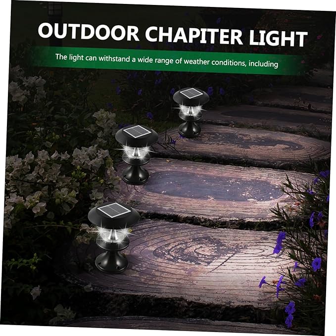 balacoo Solar Garden Light Round LED Lawn Lamp Outdoor Energy Saving Pathway Lighting for Patio Fence Deck