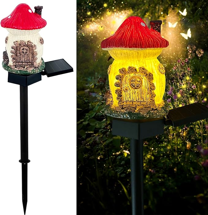 Mushroom Solar Lights Outdoor, Waterproof Fairy Houses Lights Mushroom Garden Decor Decorative Solar Powered Garden | Lumora